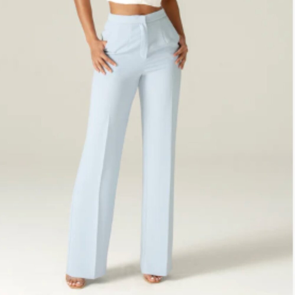 Niaz High Wide Leg Pants (Sky Blue)